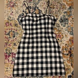 Aqua Black and White Plaid Dress